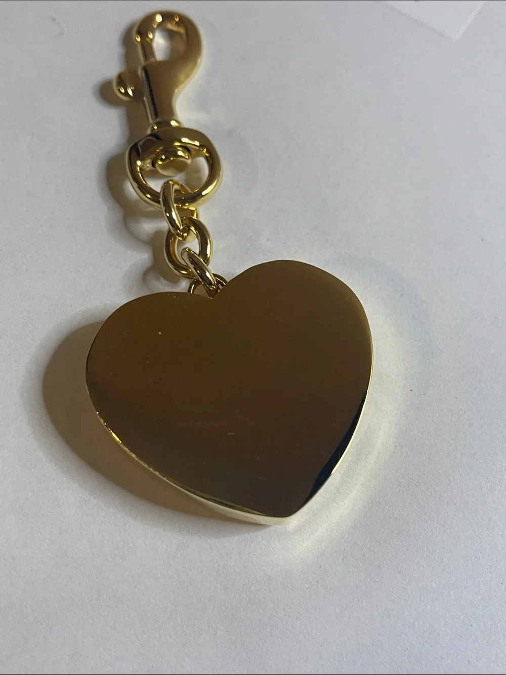 COACH Legaacy Stripe Heart Keychain Charm - Gold Hardware